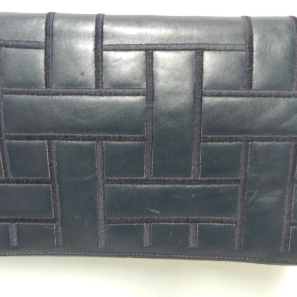 Anne Klein Calderon Vintage Quilted Leather Embroider Shoulder Bag Purse Clutch - Picture 4 of 15
